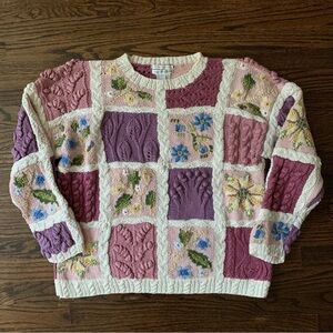 🌸 Vintage 90s Patchwork Sweater